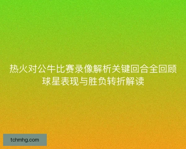 热火对公牛比赛录像解析关键回合全回顾球星表现与胜负转折解读