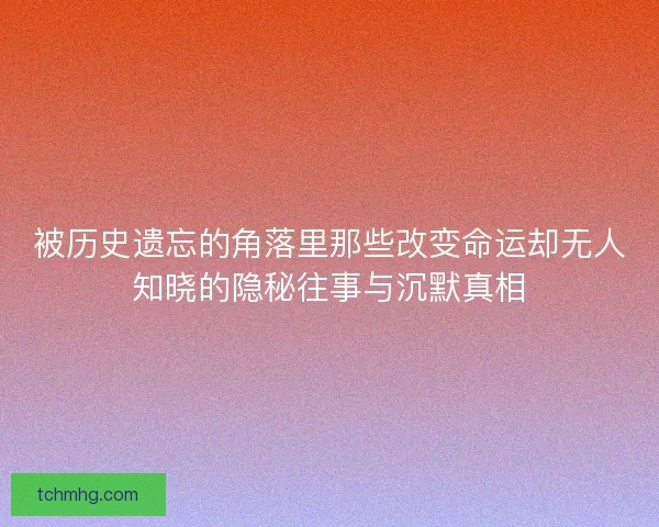 被历史遗忘的角落里那些改变命运却无人知晓的隐秘往事与沉默真相